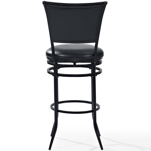 Bowery Hill 30" Faux Leather Upholstered Swivel Bar Stool in Black