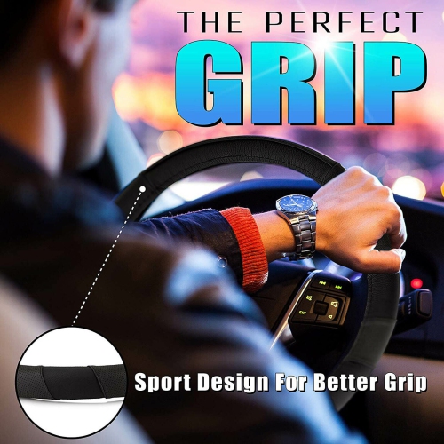 Anti-Slip Microfiber Leather Car Medium Steering Wheel Cover