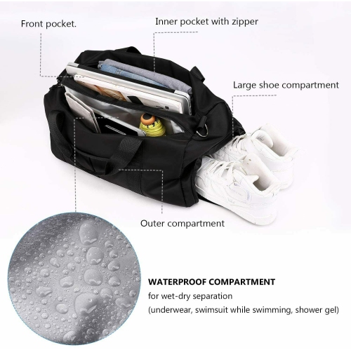 34L Sports Gym / Travel Duffel Bag with Detachable Shoulder Strap