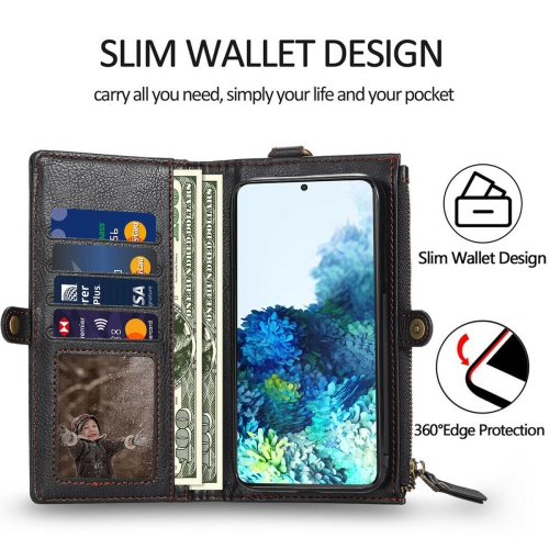 Large Capacity Flip Zipper Leather Wallet Case for Galaxy S20,S20 Ultra,S21 Plus