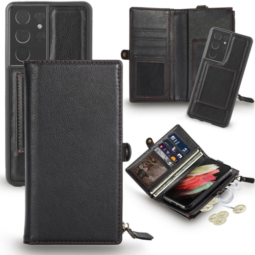 Large Capacity Flip Zipper Leather Wallet Case for Galaxy S20,S20 Ultra,S21 Plus