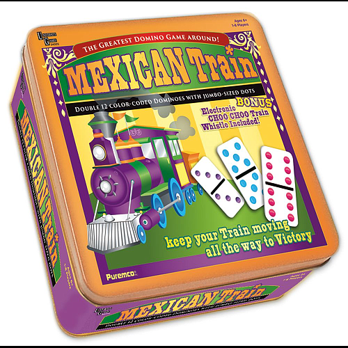 University Games Mexican Train: Double 12 Color-Coded Dominoes