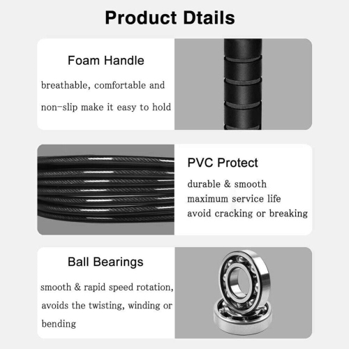 Corde à sauter avec câble en acier PVC anti-enchevêtrement pour la mise en forme, le conditionnement physique et la perte de gras