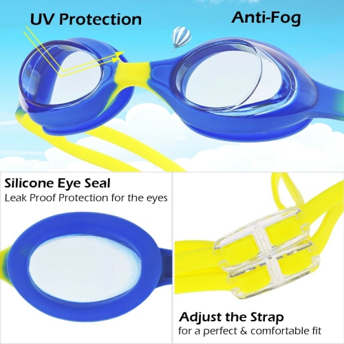 Lunettes de natation pour enfants/enfants [Clear Vision, UV Protection, antibuée, ne fuit pas]