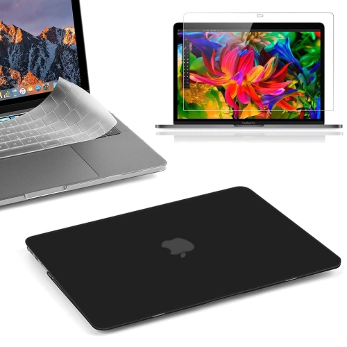 YELLOW-PRICE  Macbook Pro 13" A2159 / A1989 Rubberized Hard Case+Keyboard Cover+HD Film In Black