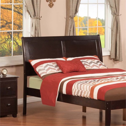 AFI Portland Full Solid Wood Sleigh Headboard with Device Charger in Espresso