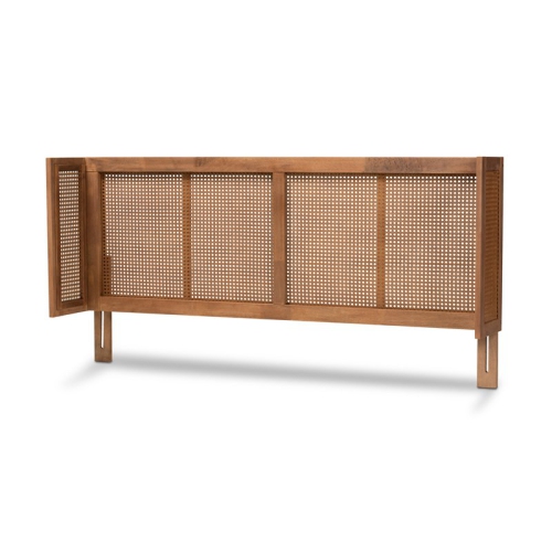 Image 1 de 8.. Baxton Studio – tête de lit en bois au fini brun cendré pour grand lit Rina