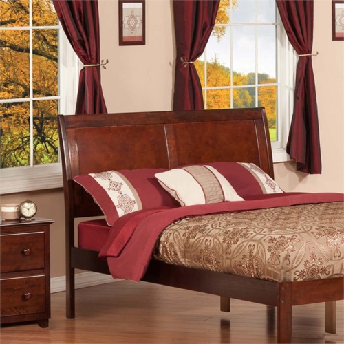 AFI Portland Full Solid Wood Sleigh Headboard with Device Charger in Walnut