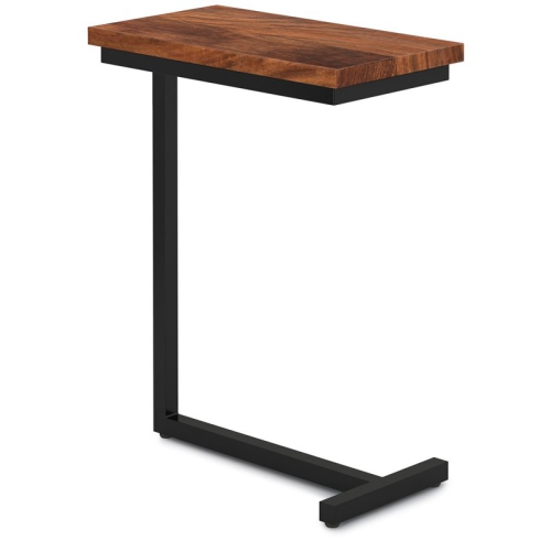 SIMPLI HOME  Gowen Mango Wood And Metal 18" Industrial C Side Table In Dark Cognac In Brown