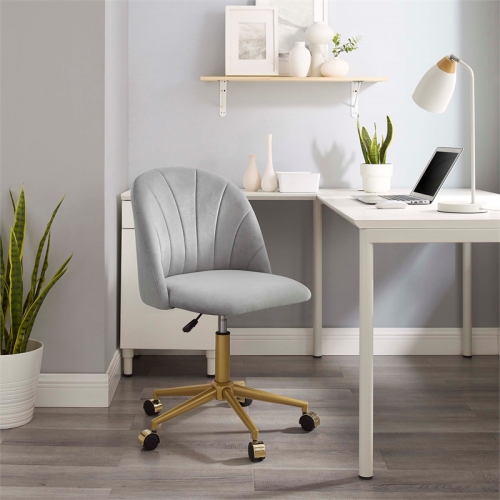 Linon Alyssa Metal Office Desk Chair in Light Gray