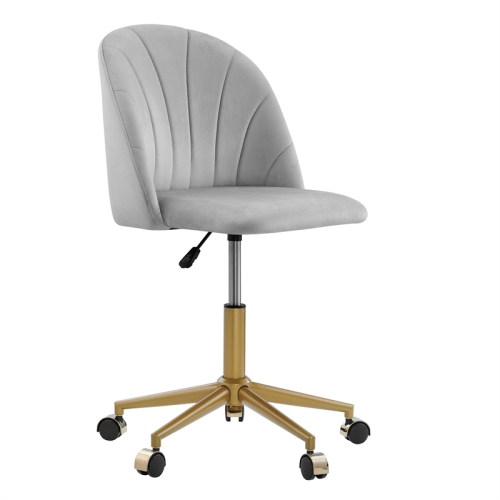 Linon Alyssa Metal Office Desk Chair in Light Gray