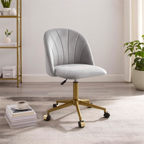 Linon Alyssa Metal Office Desk Chair in Light Gray