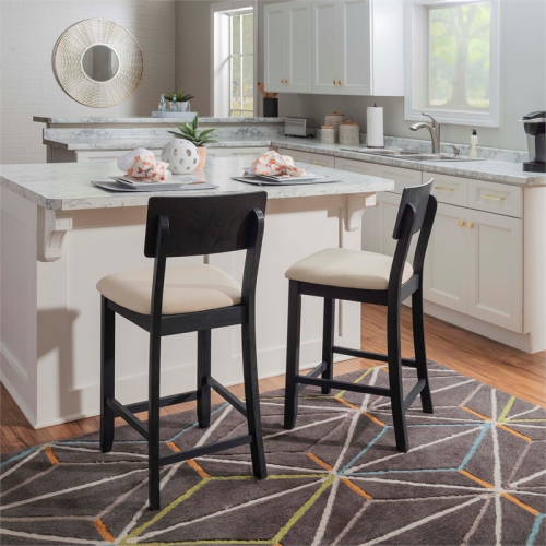 Linon Jordan Wood 25.5" Counter Stool in Dark Charcoal Gray