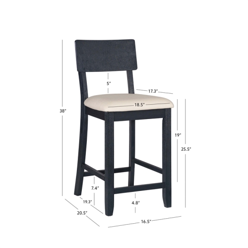 Linon Jordan Wood 25.5" Counter Stool in Dark Charcoal Gray