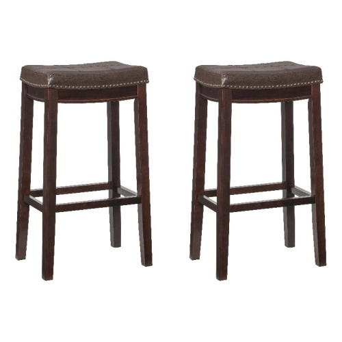 Linon Claridge Wood Set of Two Bar Stools in Brown