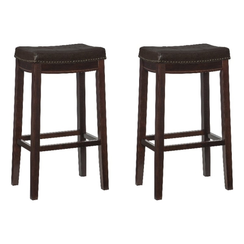 Linon Claridge Wood Set of Two Bar Stools in Brown