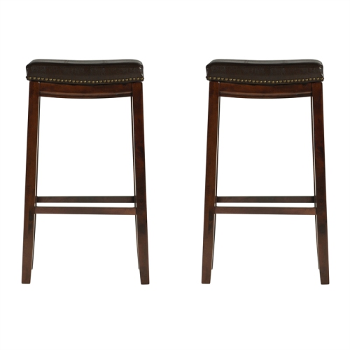 Linon Claridge Wood Set of Two Bar Stools in Brown
