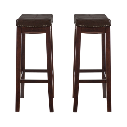 Linon Claridge Wood Set of Two Bar Stools in Brown