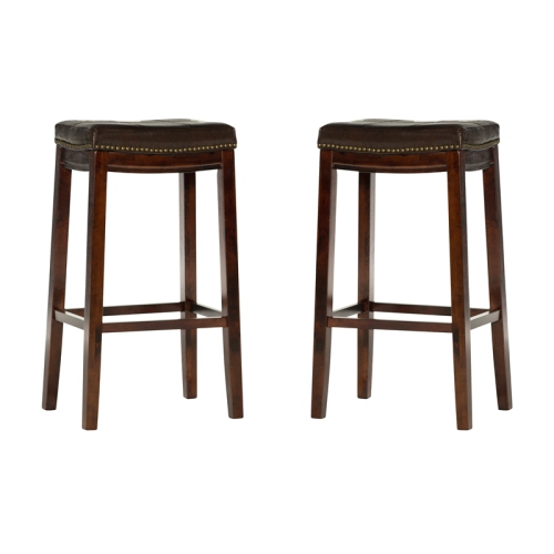 Linon Claridge Wood Set of Two Bar Stools in Brown