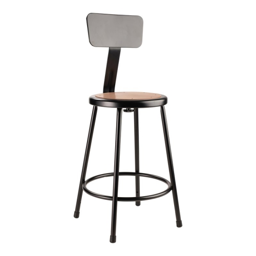 NATIONAL PUBLIC  Nps 6200 Series 24" Modern Metal Heavy Duty Stool With Backrest In In Black