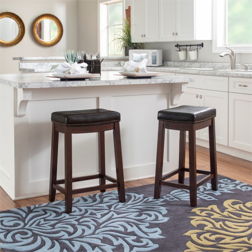 Linon Claridge Wood Set of Two Counter Stools in Brown