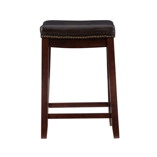 Linon Claridge Wood Set of Two Counter Stools in Brown