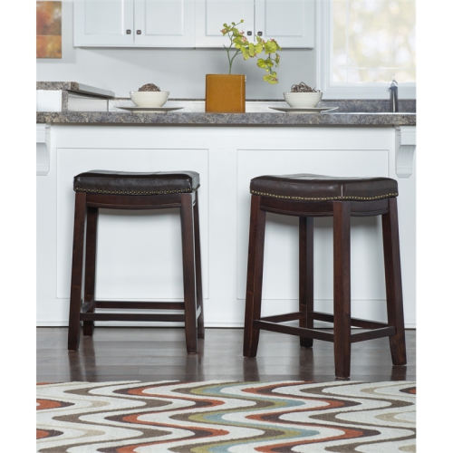 Linon Claridge Wood Set of Two Counter Stools in Brown