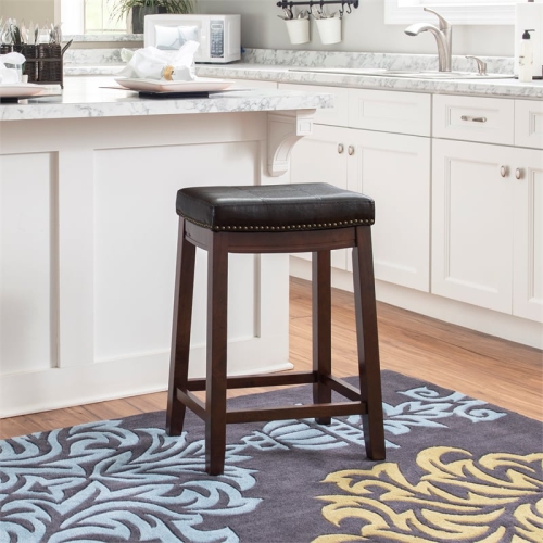 Linon Claridge Wood Set of Two Counter Stools in Brown