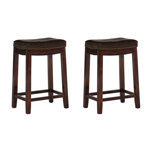 Linon Claridge Wood Set of Two Counter Stools in Brown