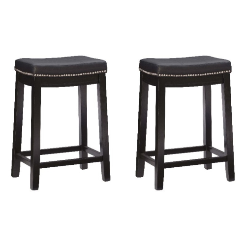 LINON  Claridge Wood Set Of Two Counter Stools In In Black