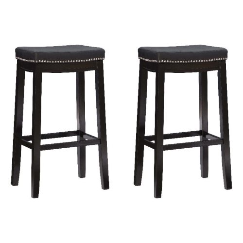 LINON  Claridge Wood Set Of Two Bar Stools In In Black