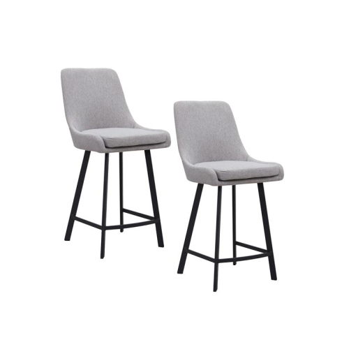 LEICK FURNITURE Leick Home Upholstered Stainless Steel Base Counter Stool Set Of 2 In Gray/black