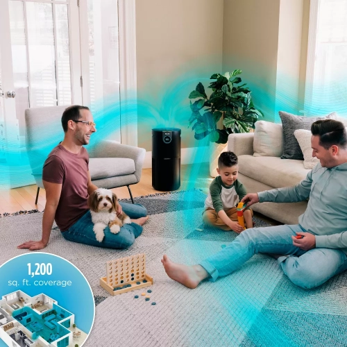 Shark Air Purifier Max With True Nanoseal Hepa, Cleansense Iq, Odor Lock, Cleans Up To 1200 Sq. Ft, Charcoal Gray, Hp202