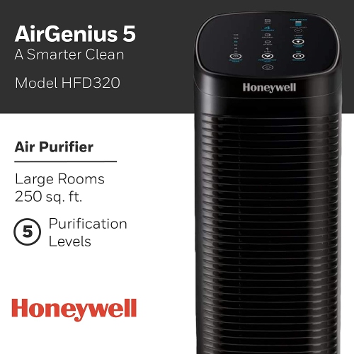 Honeywell Air Genius 5 Air Purifier for Large Rooms up to 250 sq.ft, Black (HFD320)