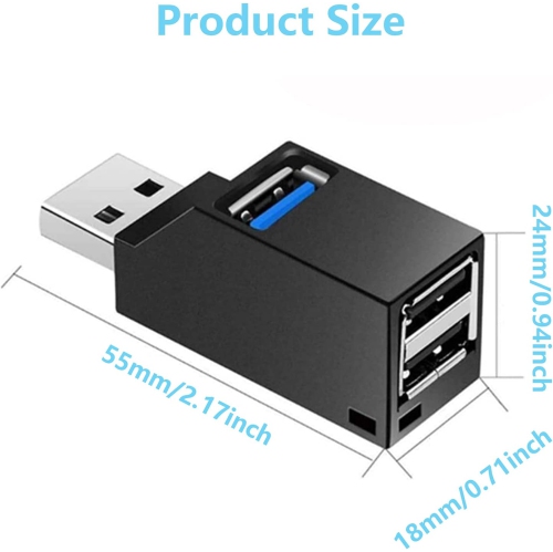 USB Hub,3 Port High Speed Splitter Plug and Play Bus Powered for MacBook, Mac Pro/Mini, iMac, Surface Pro, XPS, Notebook PC, USB Flash Drives, Mobile