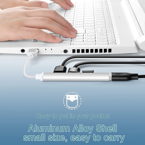 USB Hub 4 Port with USB C to USB Adapter,USB Hub 3.0, USB Hub 2.0, USB Expander Hub for Laptop, Mini Extensions, Ultra Slim Portable Data Hub