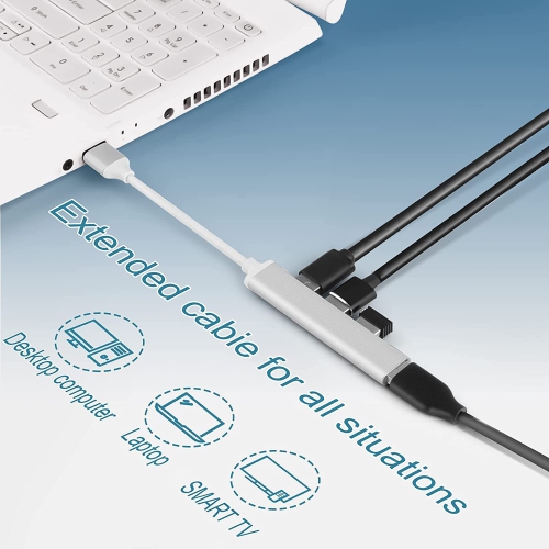 USB Hub 4 Port with USB C to USB Adapter,USB Hub 3.0, USB Hub 2.0, USB Expander Hub for Laptop, Mini Extensions, Ultra Slim Portable Data Hub