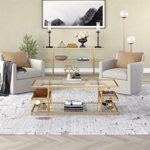 Henn&Hart 54" Gold Coffee Table