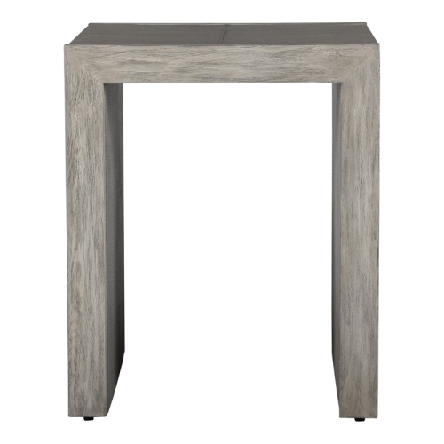 Uttermost Aerina Contemporary Wood & Faux Shagreen End Table in Light