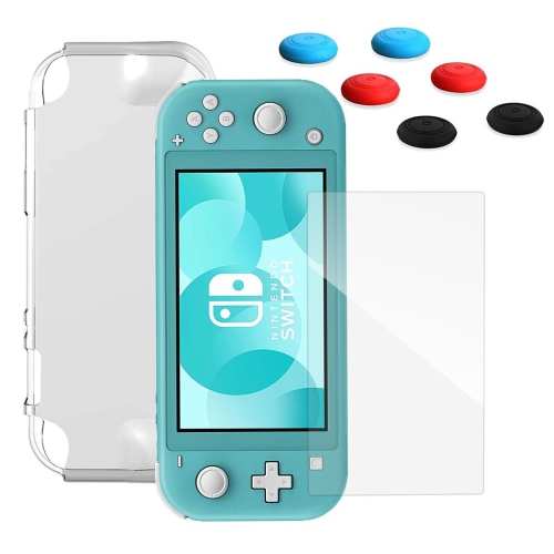 Accessoires de protection pour Nintendo Switch Lite – Étui en TPUR transparent + verre trempé + 6 capuchons