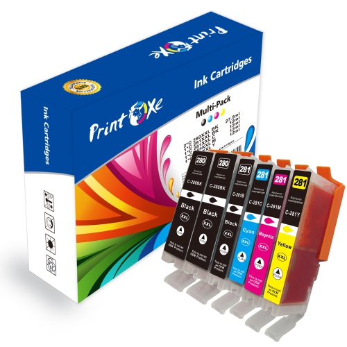 PRINTOXE® PGI 280 / CLI 281 XXL Compatible Set + Black | 6 Ink Cartridges | WITHOUT Photo Blue for Canon TR7520 TR7500 TR8500 TR8520 TR8620 TS6100