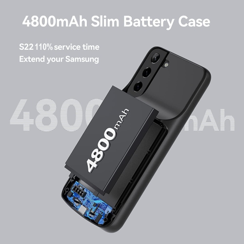 4800mAh Extended Battery Charger Protective Case for Galaxy S22 Ultra 5G 6.8inch