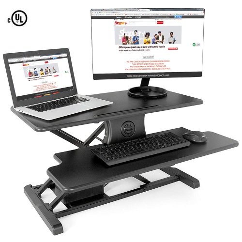 PRIMECABLES  Standing Desk Converter, Electric Sit Stand Desk，height Adjustable Task Desks & Workstations, One-Touch Button 31.5" Desk Riser Fits