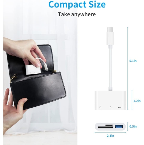 USB C SD Card Reader Adapter, iHoryson USB 3.0 Type C Micro SD TF Card Reader Adapter, 3 in 1 USB C to USB Camera Memory Card Reader Adapter for Pad