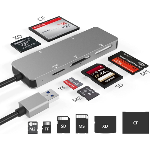 Outil de poche pour cartes SIM et cartes Micro SD - Stick Multi fonctions 9  en 1 avec lecteur de carte mémoire intégré et câble USB C avec adaptateurs
