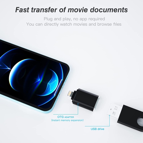 Lightning to USB iPhone OTG Adapter Dongle Camera Card Reader Flash Drive Mouse Keyboard MIDI Hub Data Sync Compatible with Apple 11 12 13 Pro Max