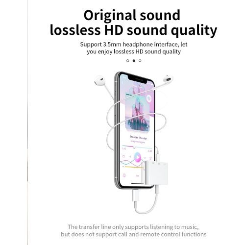 Lightning to 3.5mm Headphone Jack(3in1)USB Charger AUX Cable Dongle for Iphone Adapter Audio OTG for Apple 13 12 11 Pro Max Xr X 8 7plus Ipad Camera