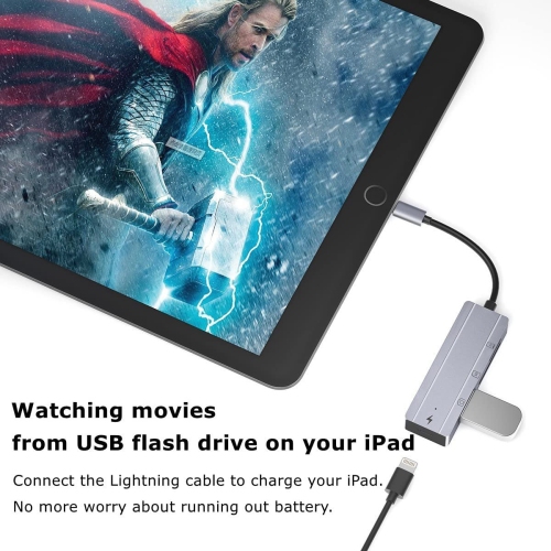 Lecteur de cartes Lightning vers SD pour appareil photo [certifié MFi Apple] , Adaptateur OTG 4-EN-1 USB femelle pour iPhone 13 12 11 XR X XS 8 7