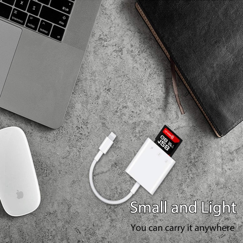 [Apple MFi Certified] Lightning to SD Card Camera Reader for iPhone iPad,Micro SD&Memory Card Reader Plug and Play Trail Camera Viewer SD Card