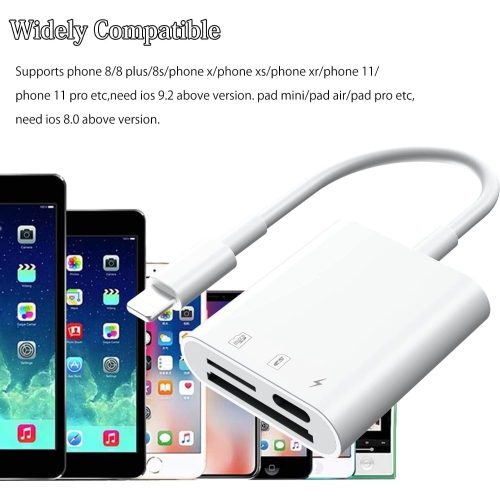 [Apple MFi Certified] Lightning to SD Card Camera Reader for iPhone iPad,Micro SD&Memory Card Reader Plug and Play Trail Camera Viewer SD Card